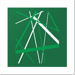 Criss Cross Green and White Lines Posters and Art